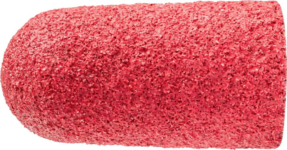 Ein roter Schleifkappenaufsatz mit rauer Textur, häufig verwendet für Nagelpflege oder Handwerksarbeiten.