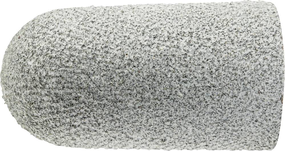 Grauer, zylindrischer Schleifaufsatz mit rauer Oberfläche, vermutlich aus Schleifpapier oder Schleifstein, zur Nagelbearbeitung.