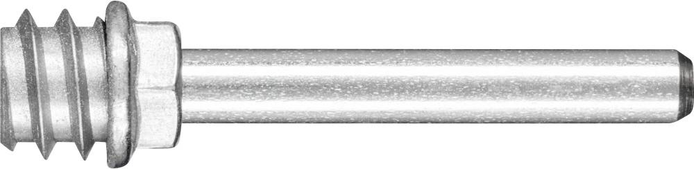 Eine silberne Metallstange mit Gewinde an einem Ende, verwendet für Befestigungs- oder Verbindungszwecke in Bauprojekten.