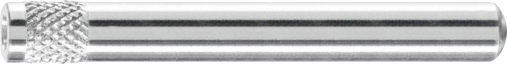 Ein silberner zylindrischer Metallstift mit rutschfester Griffstruktur auf einer Seite. Geeignet für technische Anwendungen.