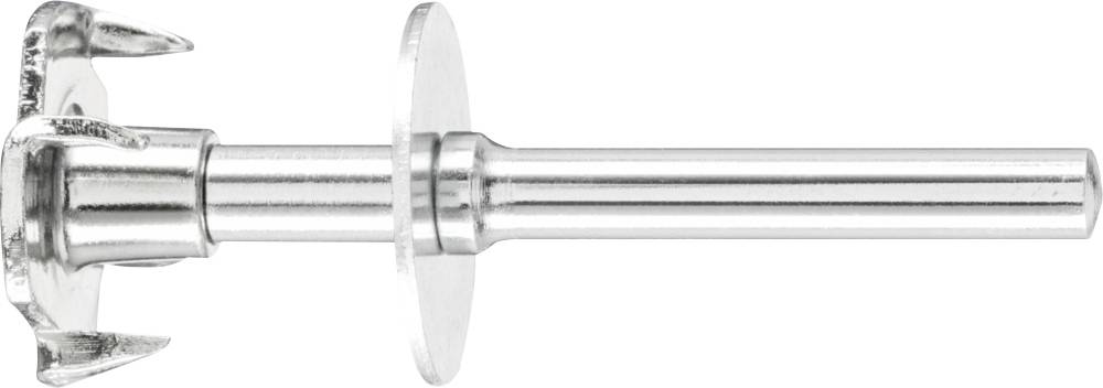 Ein silberner Metallanker mit einem glatten Schaft und vier Zacken am Kopfende, verwendet in Bau- und Befestigungsanwendungen.