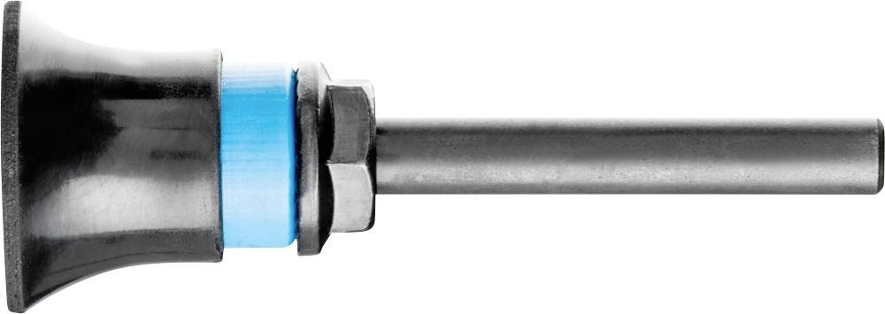 Ein schwarzer, metallischer Bohrer mit blauer Manschette und grauem Schaft, horizontal ausgerichtet. Geeignet für Präzisionsarbeiten.