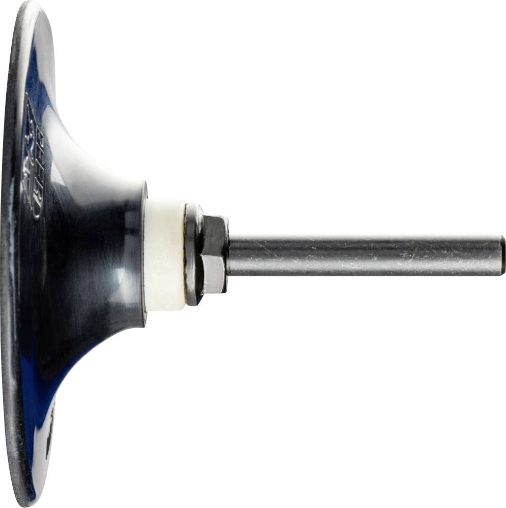 Ein metallener Ventilschaft mit Dichtung und Unterlegscheibe, seitlich gesehen.