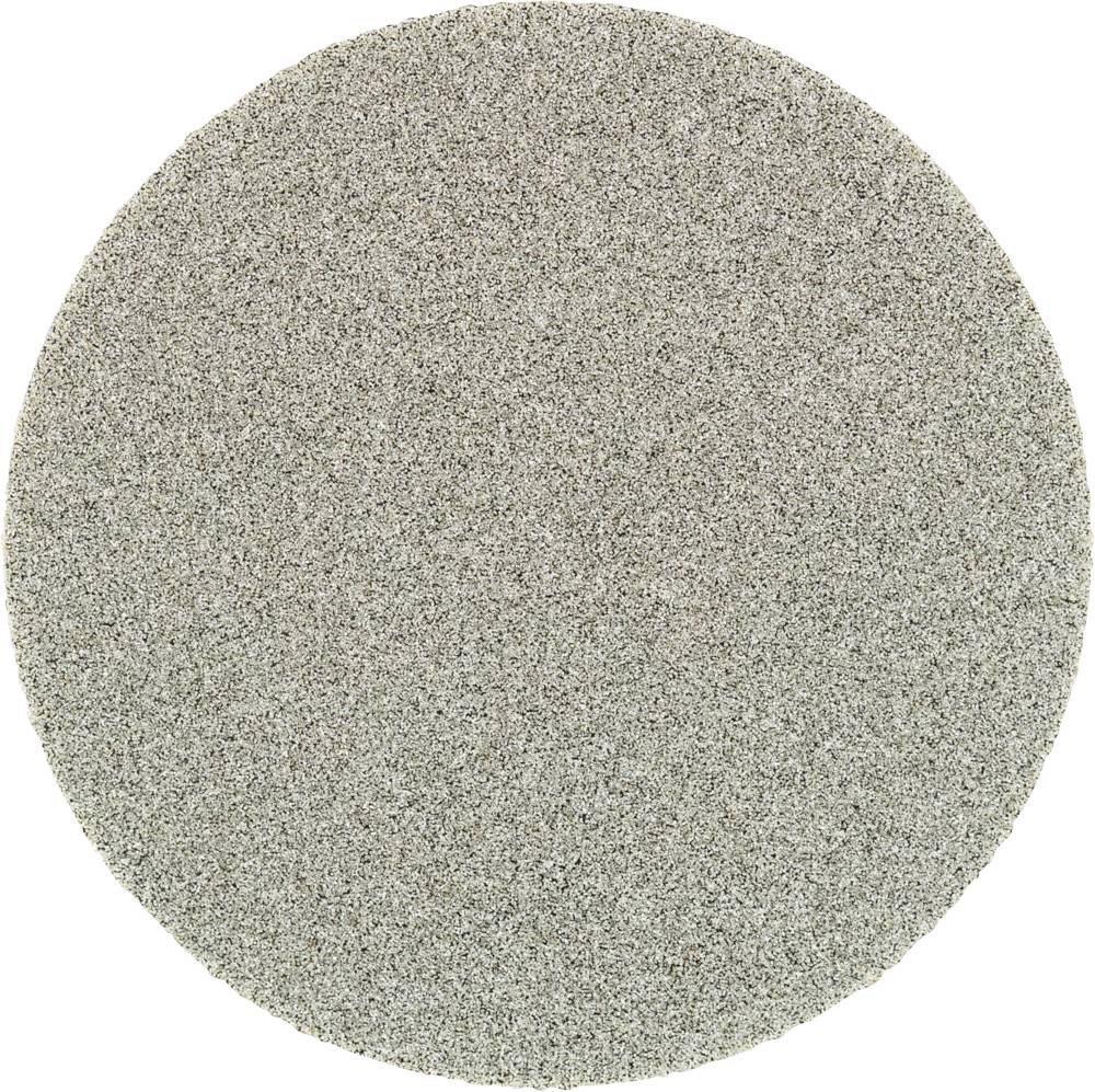 Eine kreisförmige Schleifscheibe aus grauem Schleifpapier mit feiner Körnung, hauptsächlich zur Bearbeitung von Oberflächen genutzt.