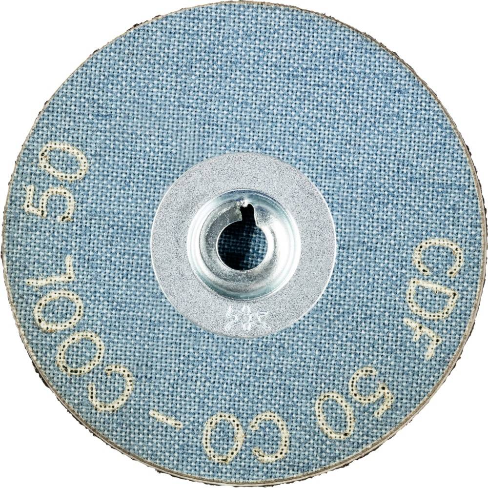 Eine blaue Schleifscheibe mit der Aufschrift 'CDF 50 CO / DR 50 CO - 50'.