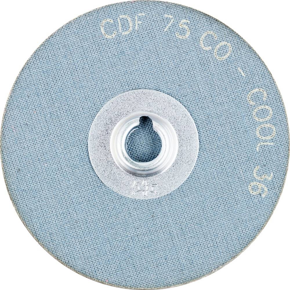 Blauer Schleifscheibe mit Aufschrift 'CDF 75 CO - COOL 36'.