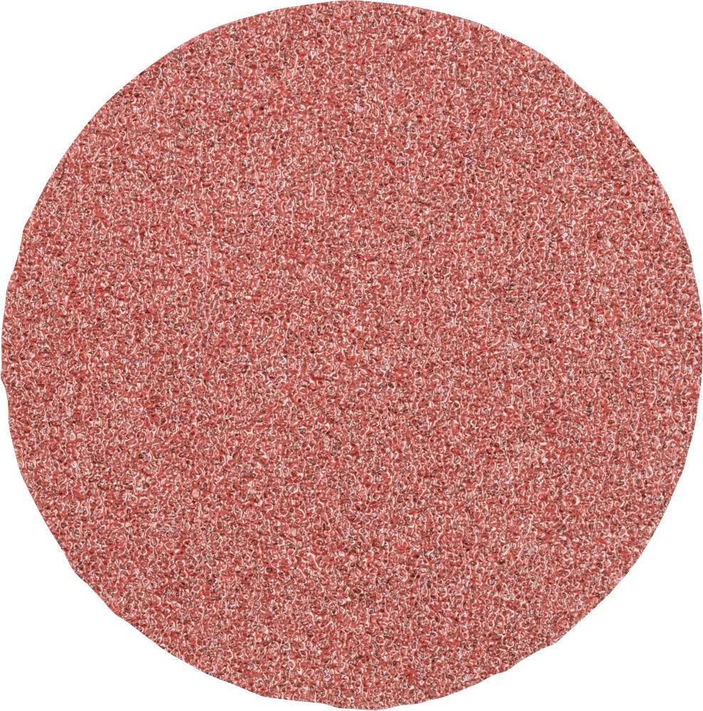 Ein ovales, strukturiertes Objekt in Rottönen, das wie abrasives Schleifpapier aussieht, ist zu sehen.