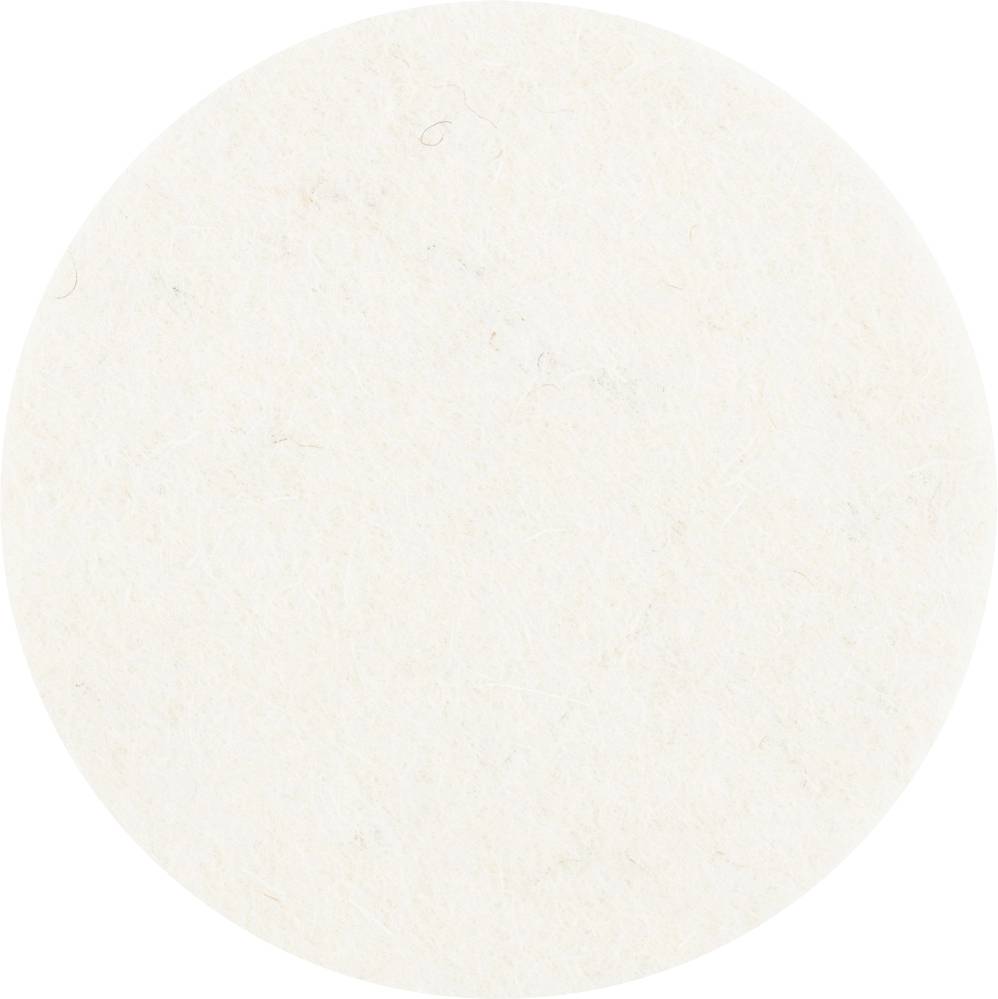 Ein kreisrunder Filzuntersetzer mit einer glatten, hellen Oberfläche.