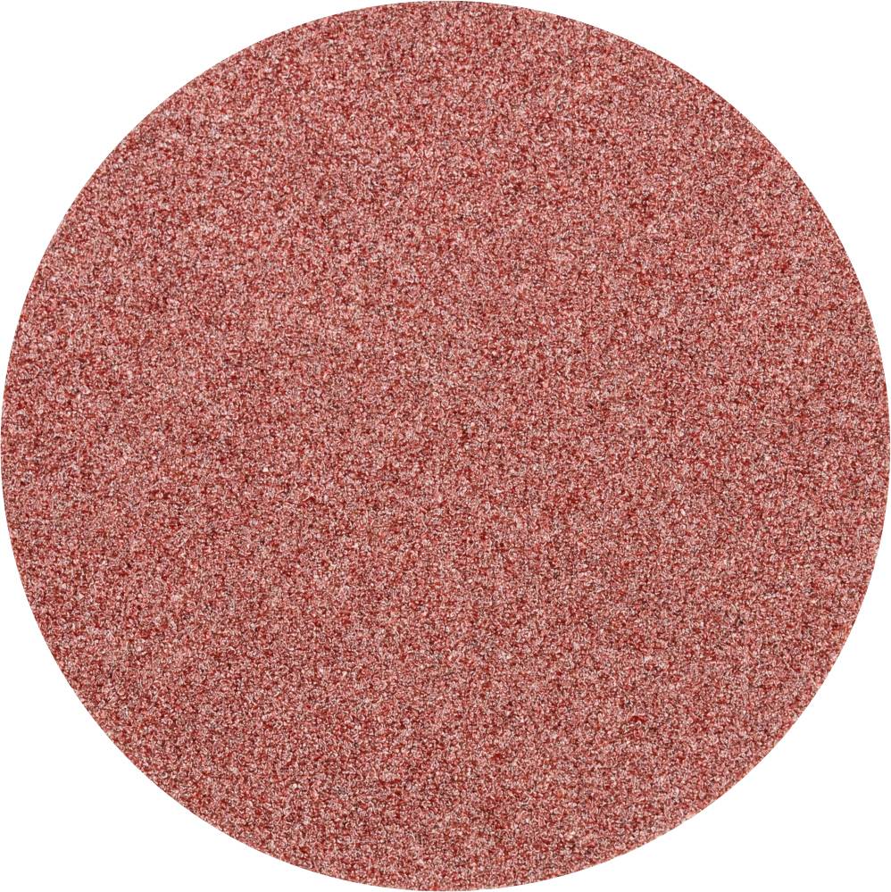 Ein roter, grobkörniger Schleifpapierbogen in ovaler Form.