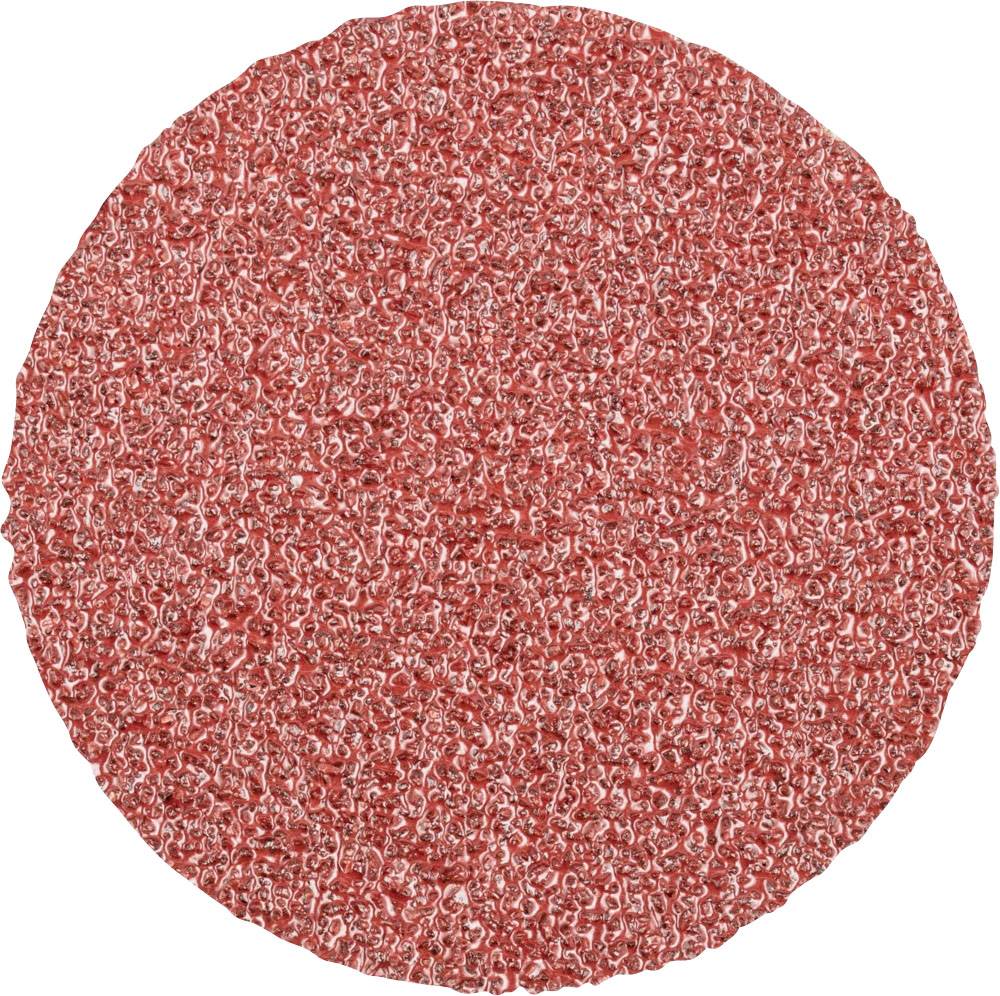 Ein roter Schleifpad in runder Form mit texturierter Oberfläche, oft für Polier- oder Schleifarbeiten verwendet.
