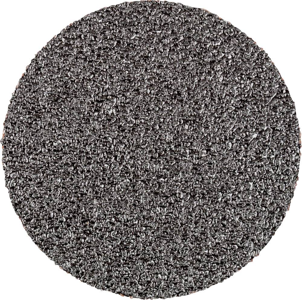 Ein rundes Schleifpapier in Nahaufnahme mit grober Körnung, geeignet zum Schleifen von Metalloberflächen.