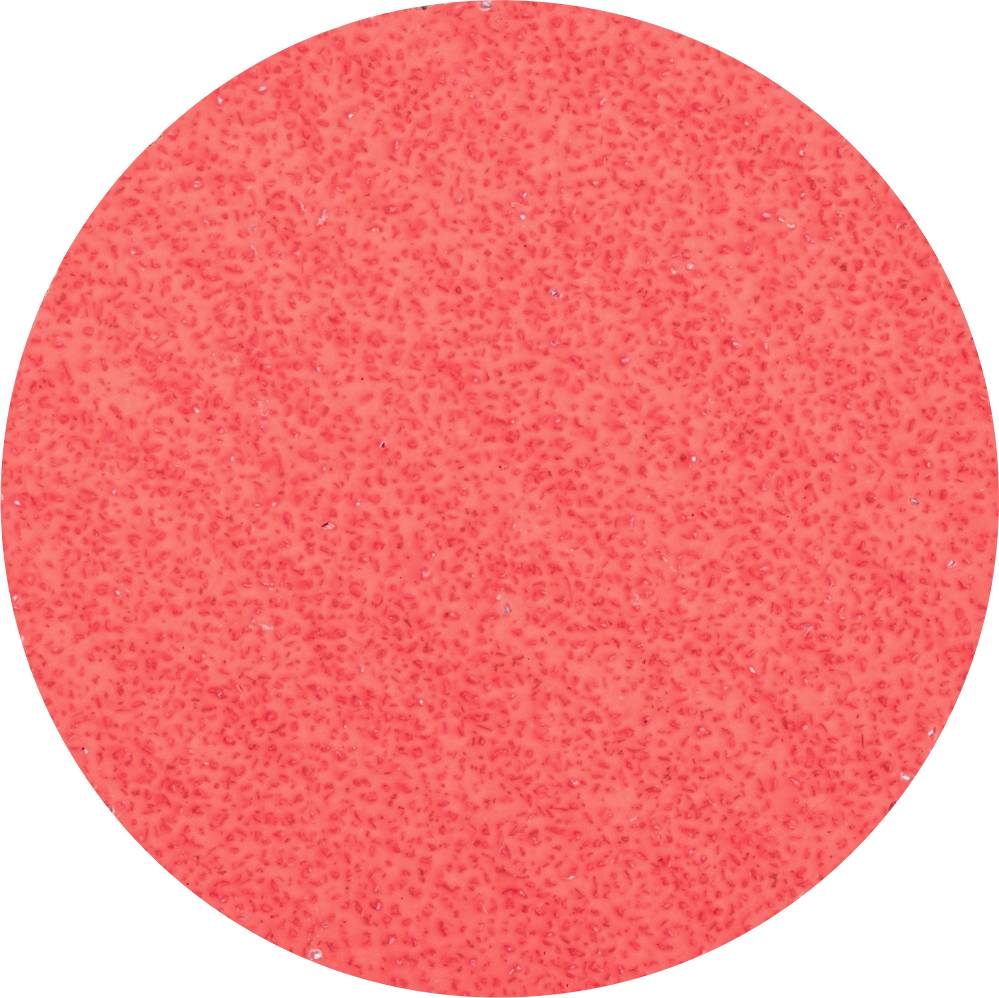 Eine rote, kreisförmige Textur mit uniformer, gekörnt wirkender Oberfläche.
