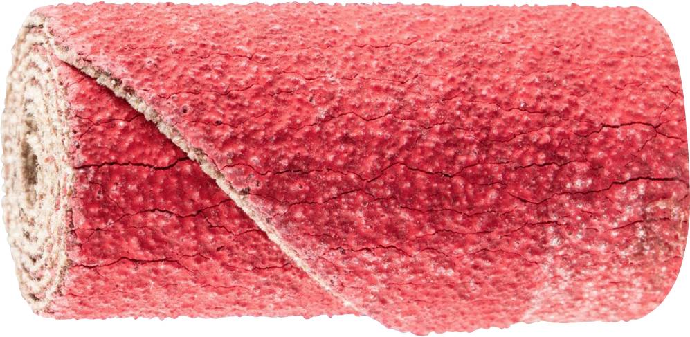 Eine zusammengerollte, rote Turnmatte aus Schaumstoff.
