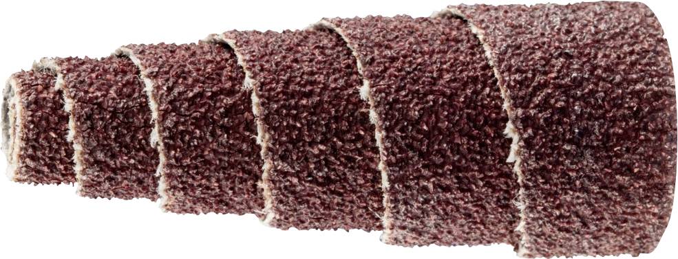 Ein konischer Schleifaufsatz aus Schleifpapier mit grober Körnung. Geeignet für Schleifarbeiten an schwierigen Stellen und Ecken.