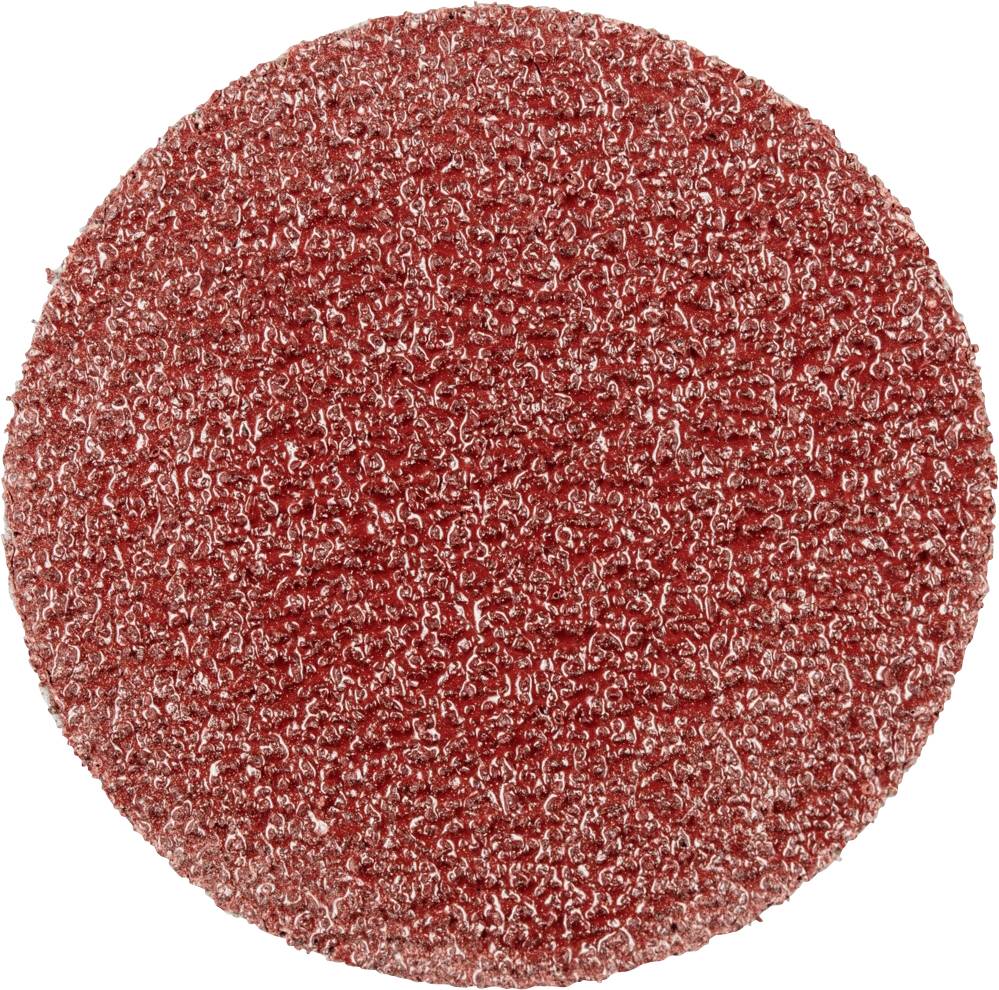 Rundes, rotes Schleifpad mit grober Oberfläche, verwendet für das Glätten von Materialien in handwerklichen Anwendungen.