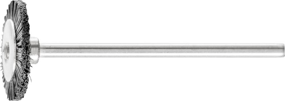 Metall-Bürstkopf mit langem Griff, zur Oberflächenreinigung.