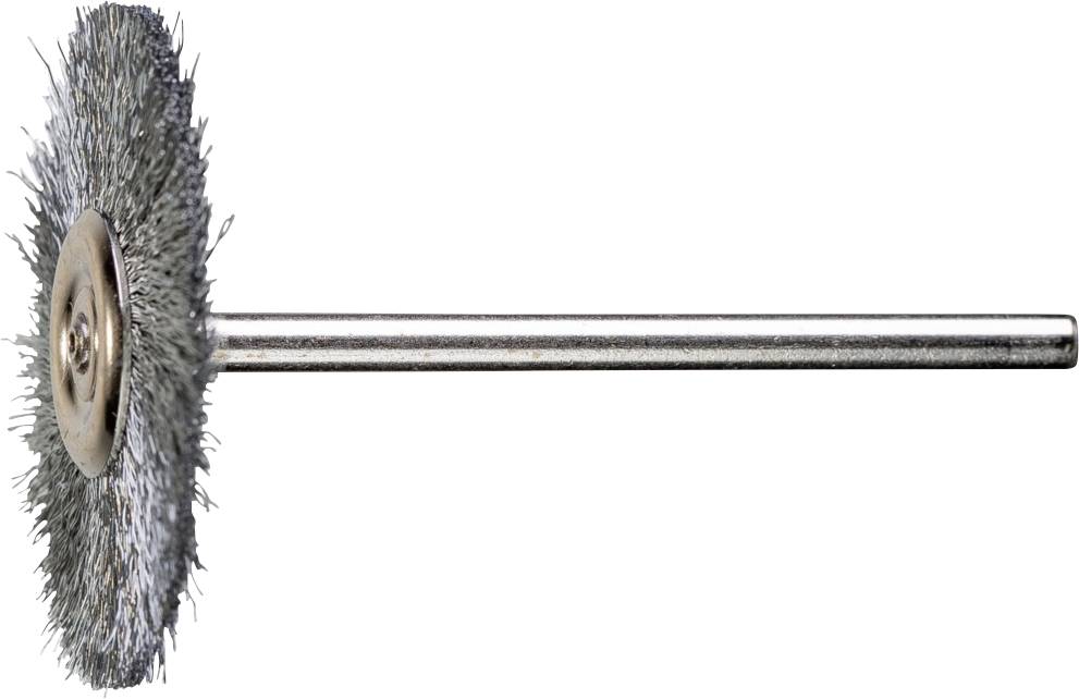 Metall-Drahtbürste mit einem langen Griff, verwendet zur Reinigung von Oberflächen oder Entfernen von Rost und Farbe.