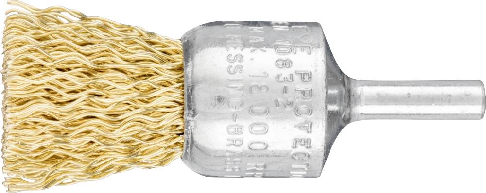 Langer Drahtbürstenaufsatz mit Metallhals, geeignet für elektrische Werkzeuge, zur Reinigung von Oberflächen.