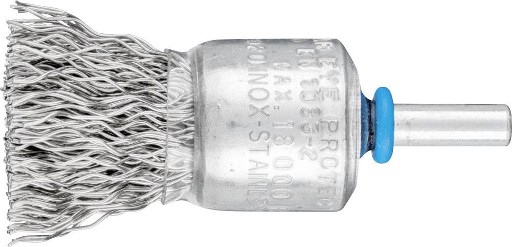Metallbürste mit verdrehten Drähten und zylindrischem Schaft. Geeignet für Reinigungs- und Schleifarbeiten auf Metalloberflächen.