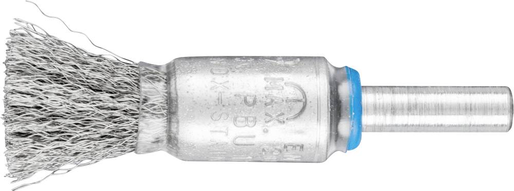 Metallbürstenaufsatz mit Drahtborsten, geeignet für die Reinigung von Metalloberflächen, rostfreien Stahl, Aluminium oder andere Materialien.