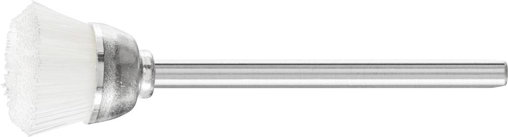 Metallbürste mit langem Griff, Borsten aus Kunststoff. Geeignet für Reinigungsarbeiten oder Polieren von Metalloberflächen.