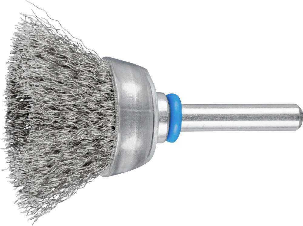 Metallbürstenaufsatz mit Drahtborsten, geeignet für Bohrmaschinen zur Oberflächenreinigung und Rostentfernung.
