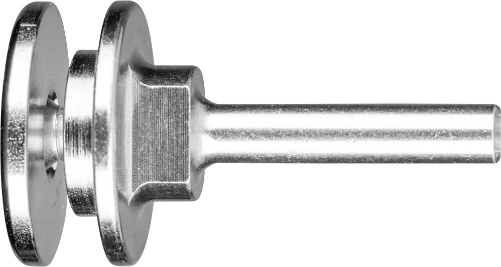 Metallischer, scheibenförmiger Stift mit zwei Scheiben unterschiedlicher Größen, verbunden durch einen zentralen Stab.