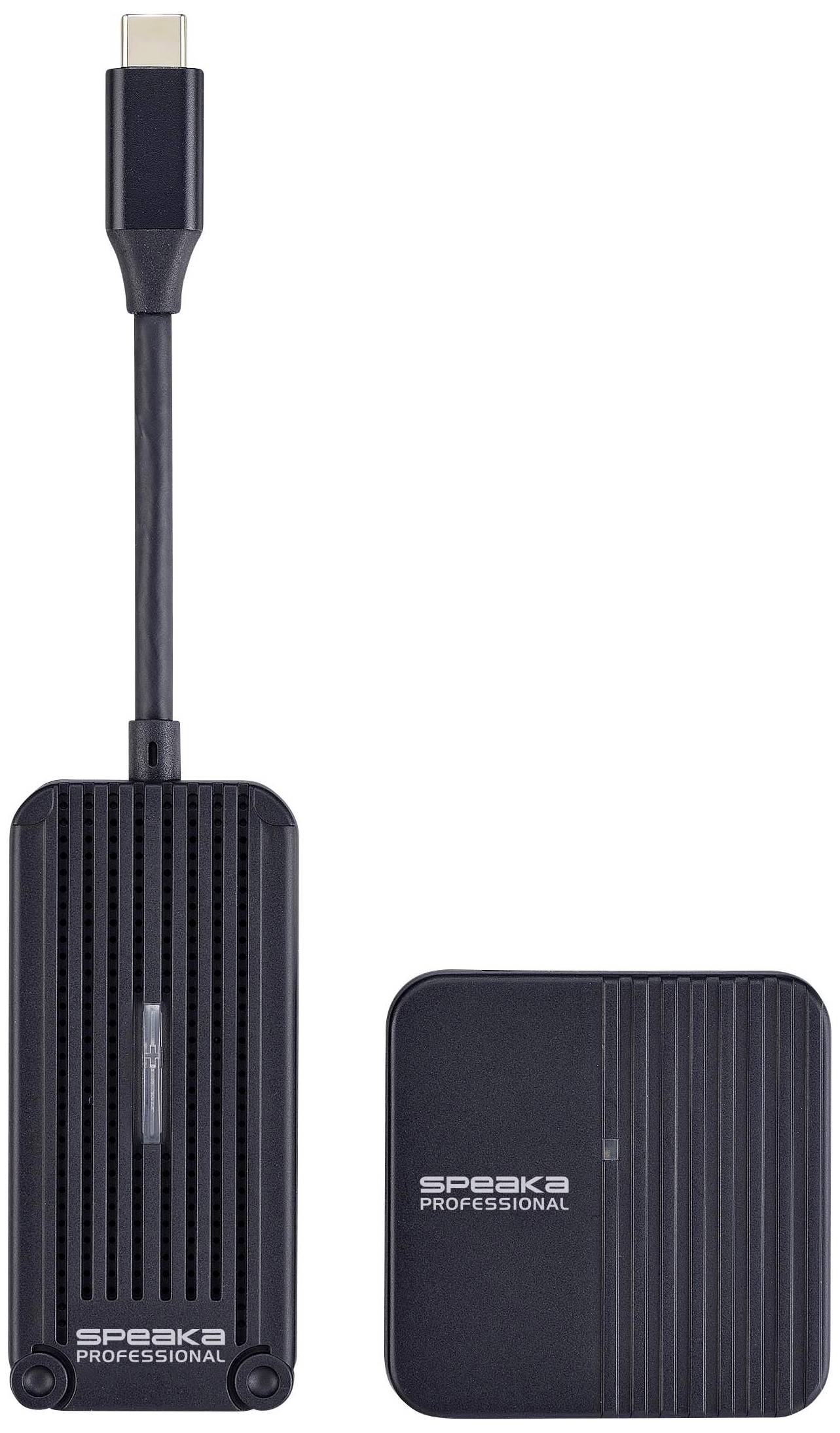 SpeaKa Professional SP-TR-300 Drahtloses Full HD Präsentationssystem USB-C® (DP Alt Mode) HDMI® 30m 5GHz 1920 x 1080 Pixel