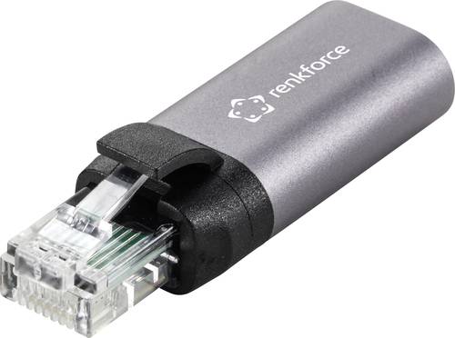 Renkforce RJ45 / USB-C® Netzwerk Adapter [1x RJ45-Stecker - 1x USB-C® Buchse] Anthrazit-Grau