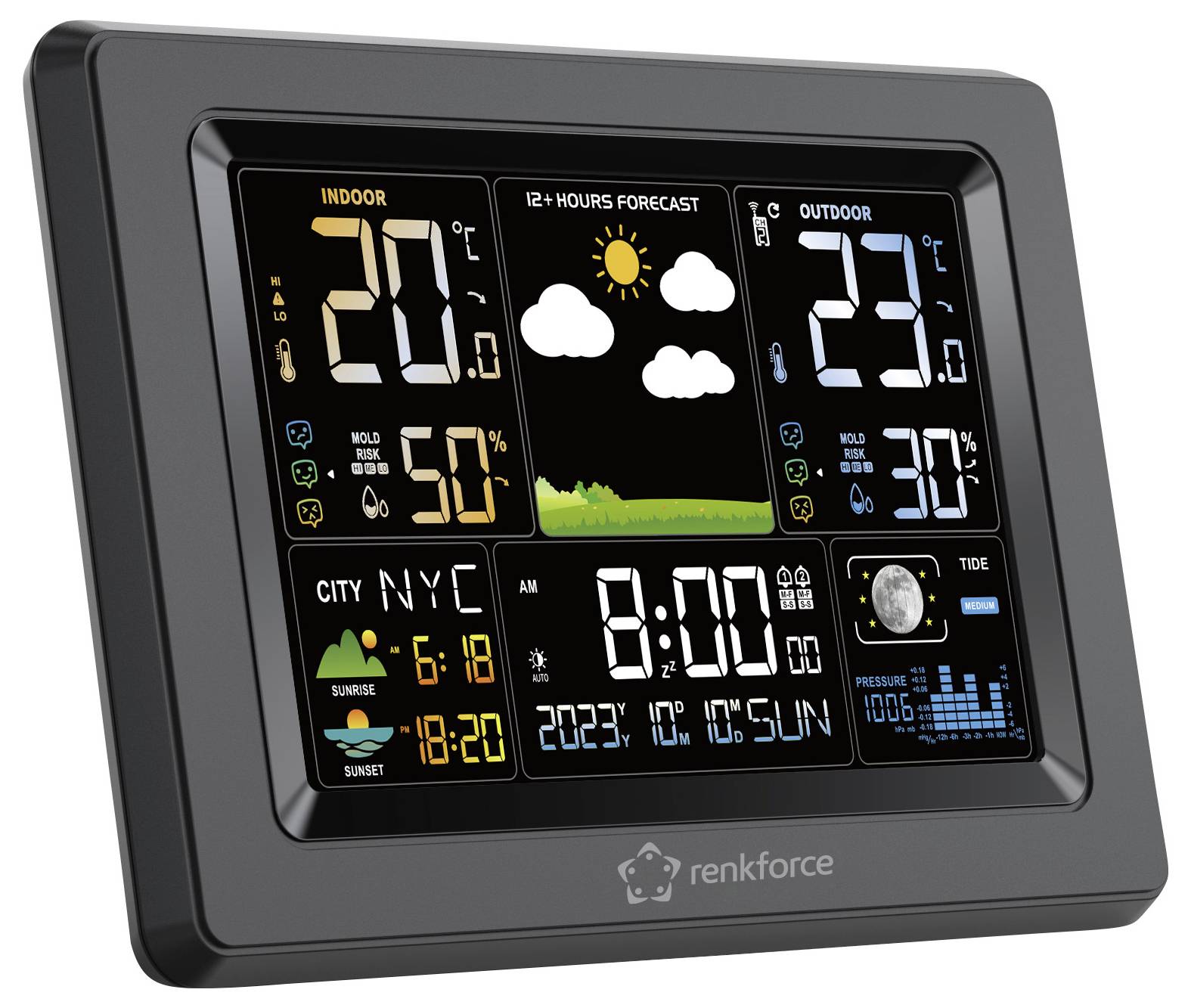 Renkforce RF-4883630 Digitale-Wetterstation Anzahl Sensoren max. 3