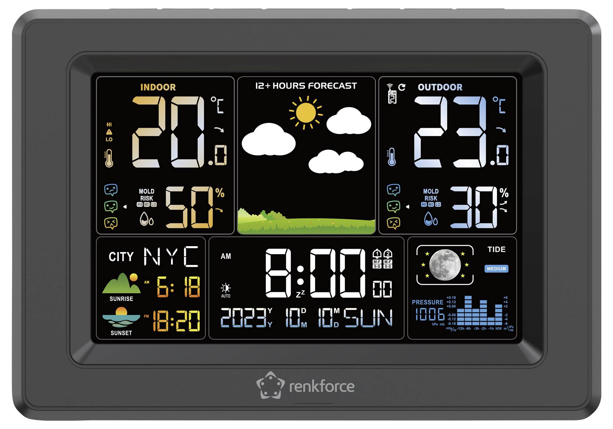 Renkforce RF-4883630 Digitale-Wetterstation Anzahl Sensoren max. 3