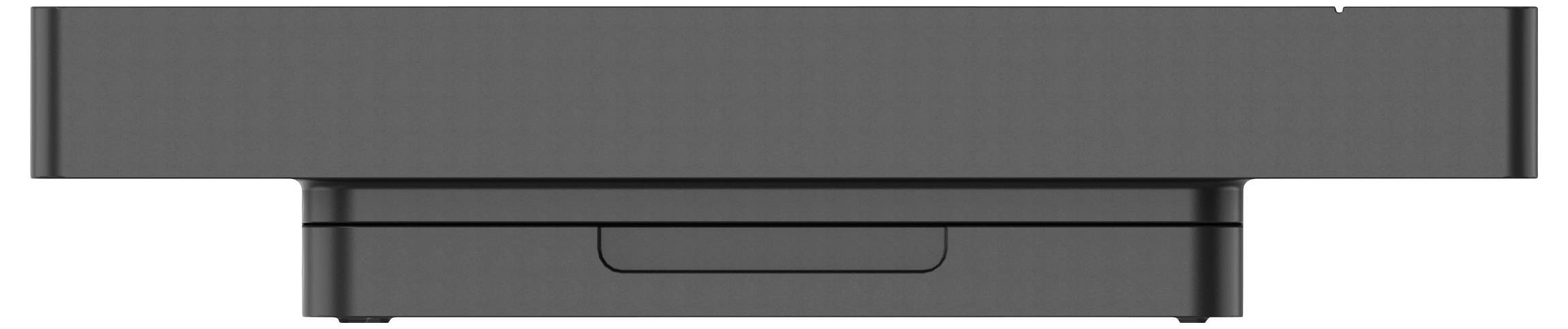 Flache schwarze Box mit einem schlanken, minimalistischen Design.