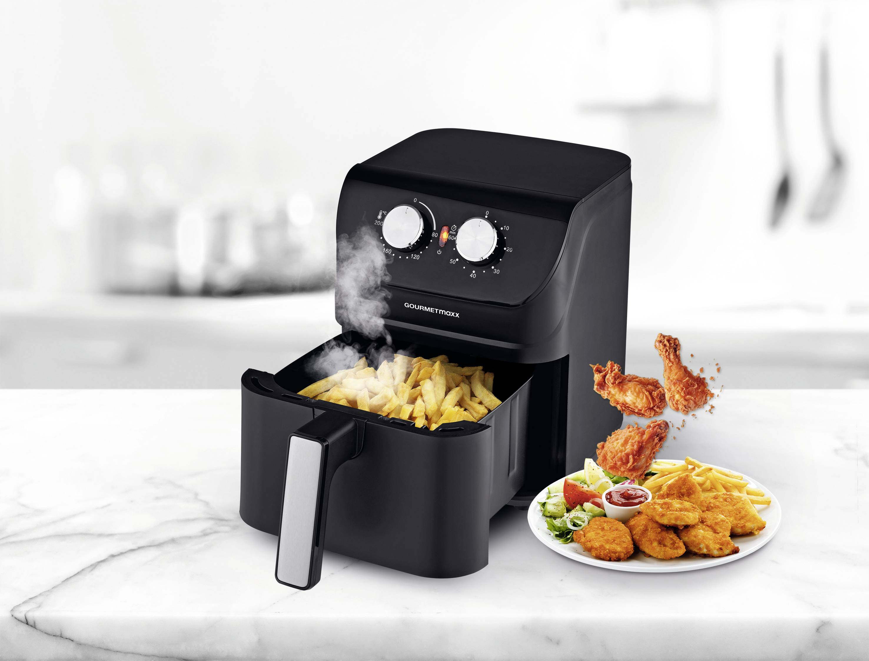 GourmetMaxx 14578 Heißluft-Fritteuse 4 l 1400 W Cool-Touch-Gehäuse Schwarz