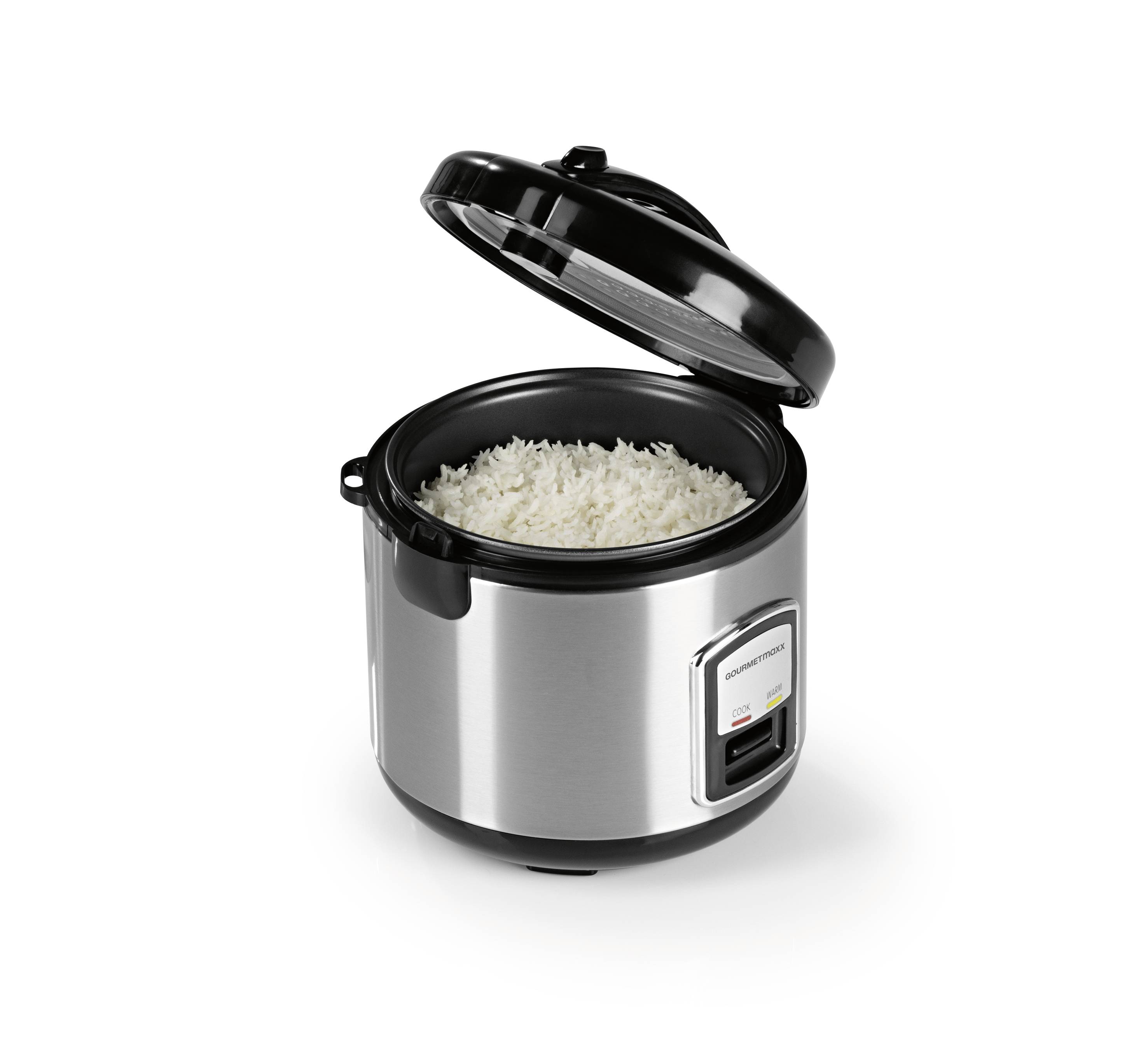 GourmetMaxx 14655 Reiskocher Silber mit Dampfgarfunktion