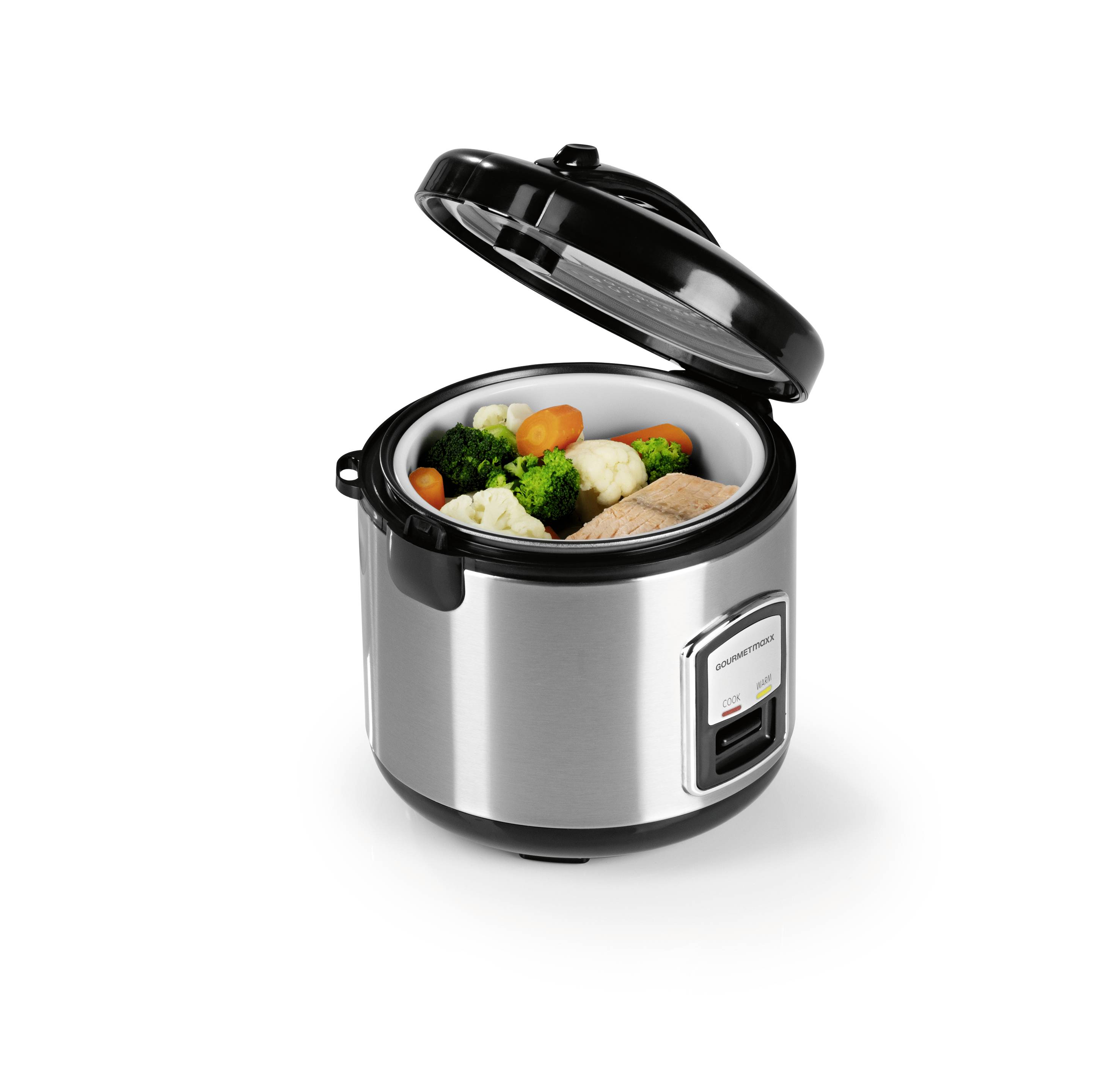 GourmetMaxx 14655 Reiskocher Silber mit Dampfgarfunktion