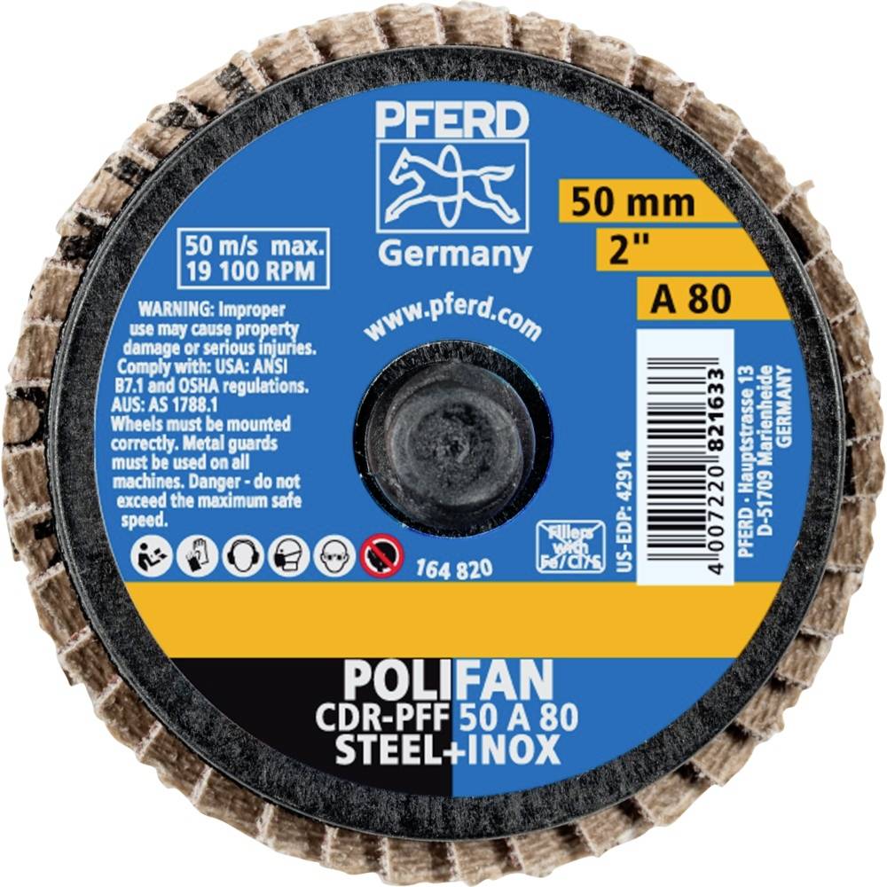 PFERD 47202090 CDR PFF 50A 80 Fächerschleifscheibe Durchmesser 50mm Bronze, Titan, Titanlegierung, Kupfer, Messing, Edelstahl