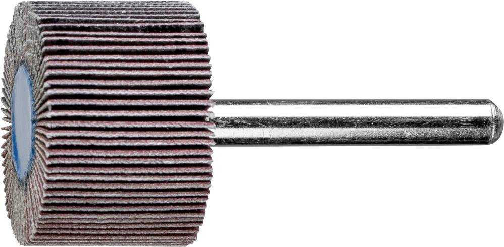 Schleiflamellenrad mit Metallstift, seitliche Ansicht. Hauptsächlich für Metallschleifarbeiten verwendet.