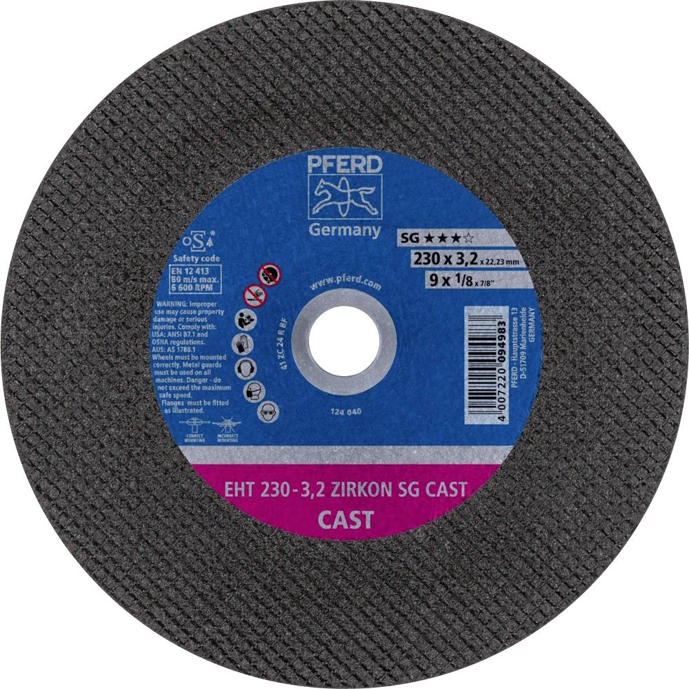 PFERD EHT 230-3,2 ZIRKON SG CAST 61110000 Trennscheibe gerade 230 mm 25 St. Grau-/Sphäroguss