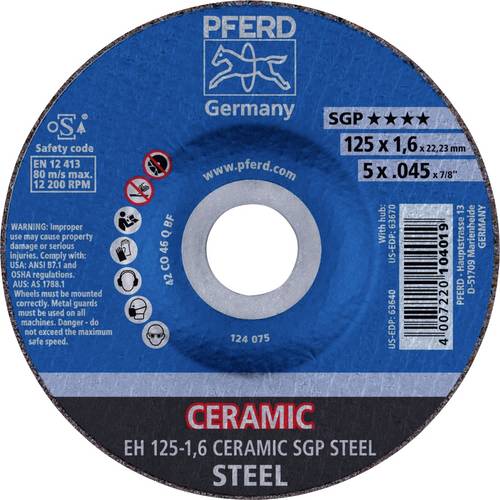 PFERD EH 125-1,6 CERAMIC SGP STEEL 61300125 Trennscheibe gekröpft 125mm 22.23mm 25St.