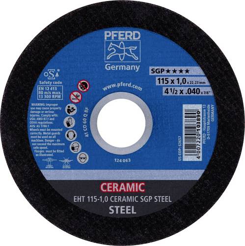 PFERD EHT 115-1,0 CERAMIC SGP STEEL 61301510 Trennscheibe gerade 115mm 22.23mm 25St.