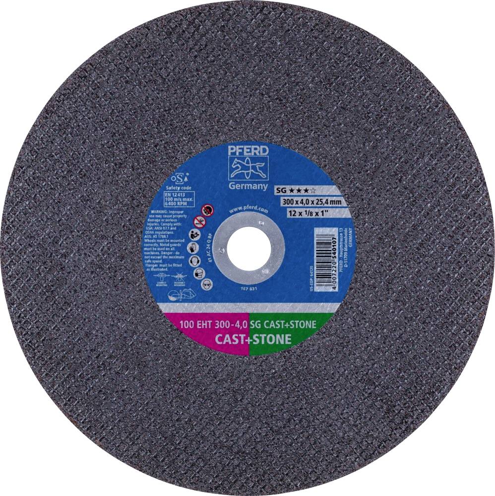 PFERD TOOLS 100 EHT 300-4,0 SG CAST+STONE/25,4 61329132 Trennscheibe gerade 300mm 20 St. Gusseisen, Duktiles Gusseisen, Beton