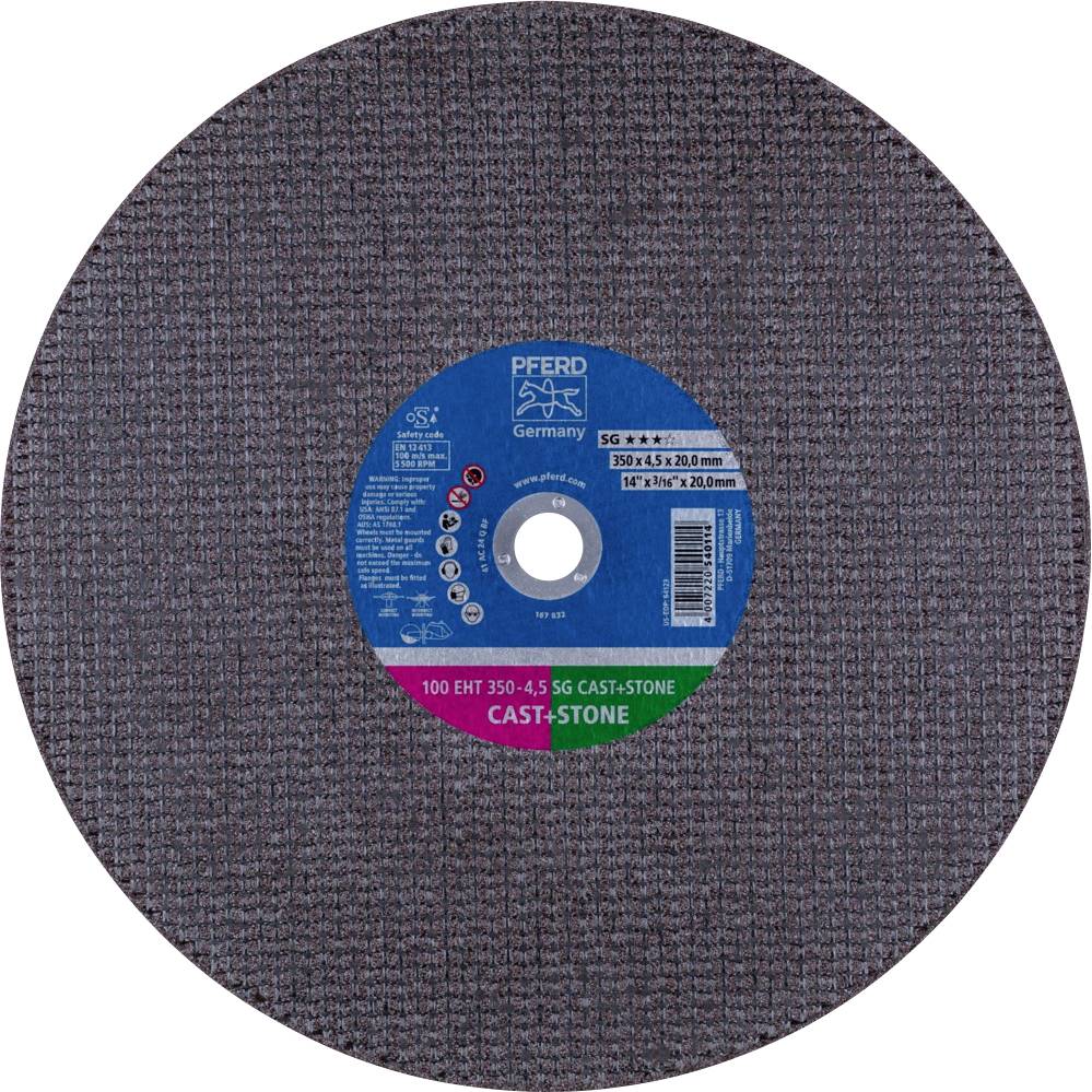 PFERD TOOLS 100 EHT 350-4,5 SG CAST+STONE/20,0 61329530 Trennscheibe gerade 350mm 10 St. Gusseisen, Duktiles Gusseisen, Beton