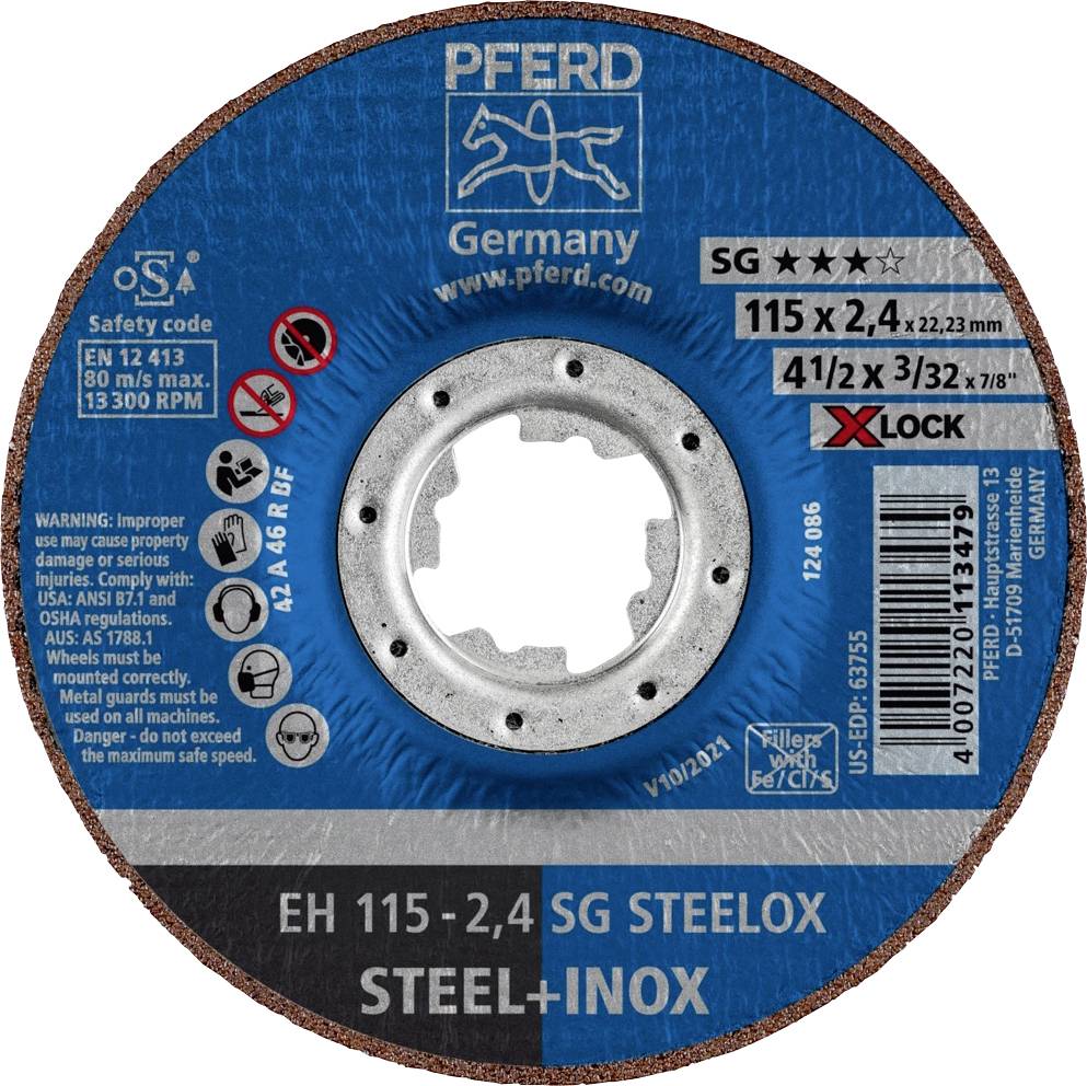 PFERD EH 115-2,4 SG STEELOX/X-LOCK 61340115 Trennscheibe gekröpft 115 mm 22.23 mm 25 St.