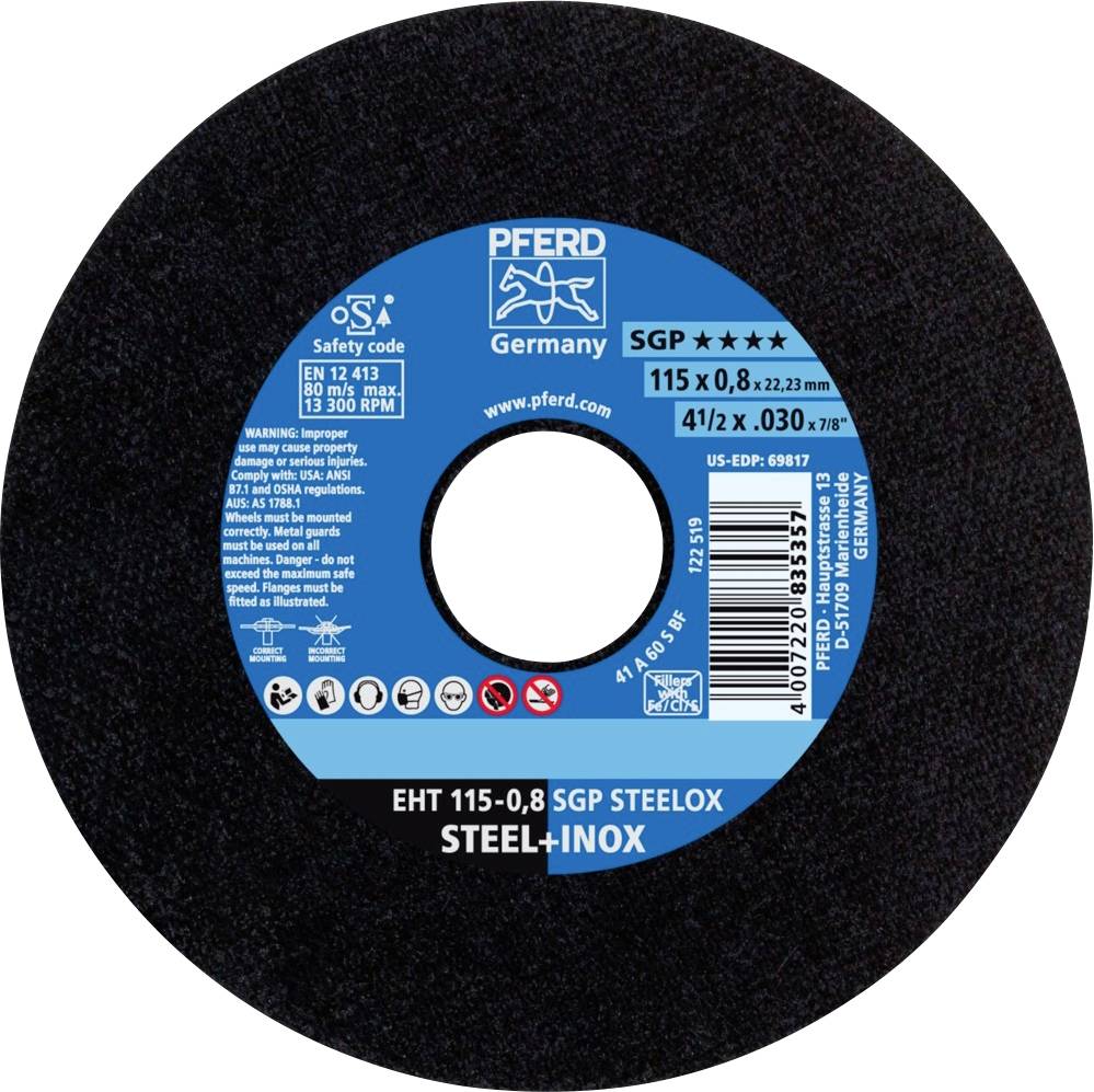 PFERD TOOLS EHT 115-0,8 SGP STEELOX 61340394 Trennscheibe gerade 115mm 25 St. Edelstahl, Stahl