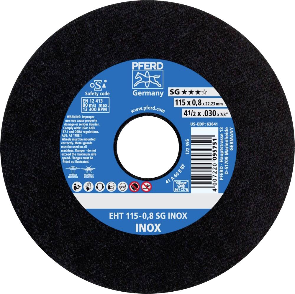 PFERD TOOLS EHT 115-0,8 SG INOX 61340396 Trennscheibe gerade 115mm 25 St. Edelstahl