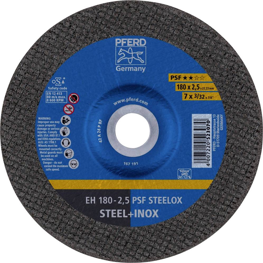 PFERD TOOLS EH 180-2,5 PSF STEELOX 61726326 Trennscheibe gekröpft 180mm 25 St. Edelstahl, Stahl