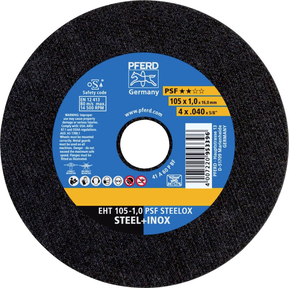 PFERD TOOLS EHT 105-1,0 PSF STEELOX/16,0 61741105 Trennscheibe gerade 105mm 25 St. Edelstahl, Stahl
