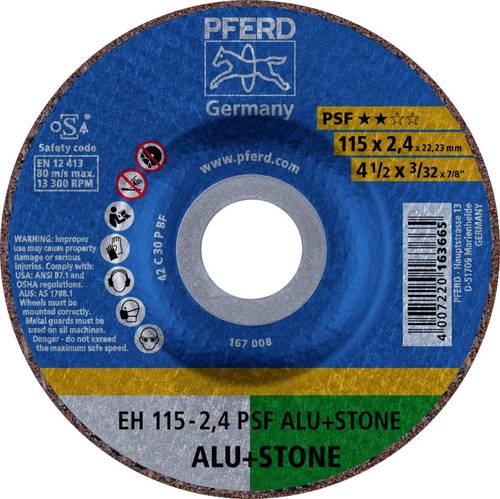 PFERD TOOLS EH 115-2,4 PSF ALU+STONE 61830122 Trennscheibe gekröpft 115 mm 25 St. Aluminium, NE-Met