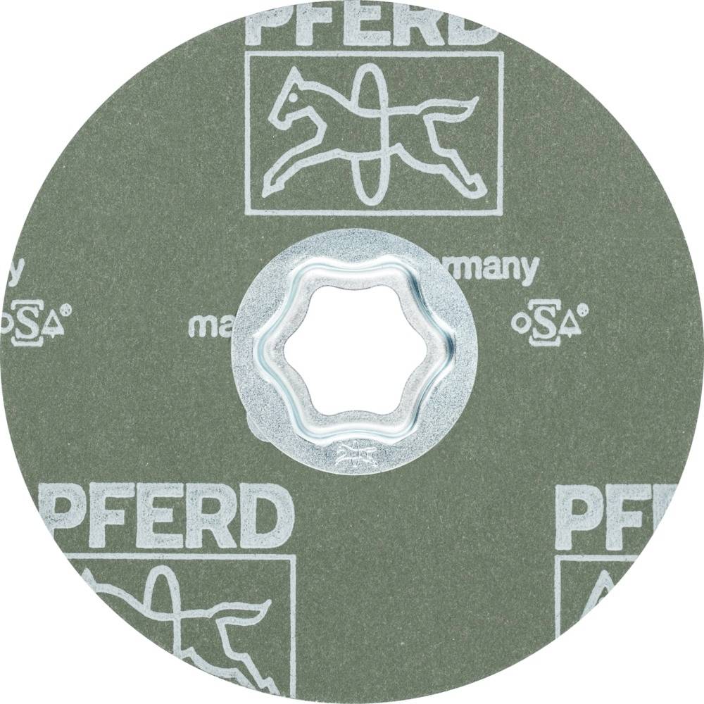 Schleifscheibe mit der Aufschrift 'PFERD' und einem stilisierten Pferd im Logo, mit Markierungen 'Germany' und 'Osa'.