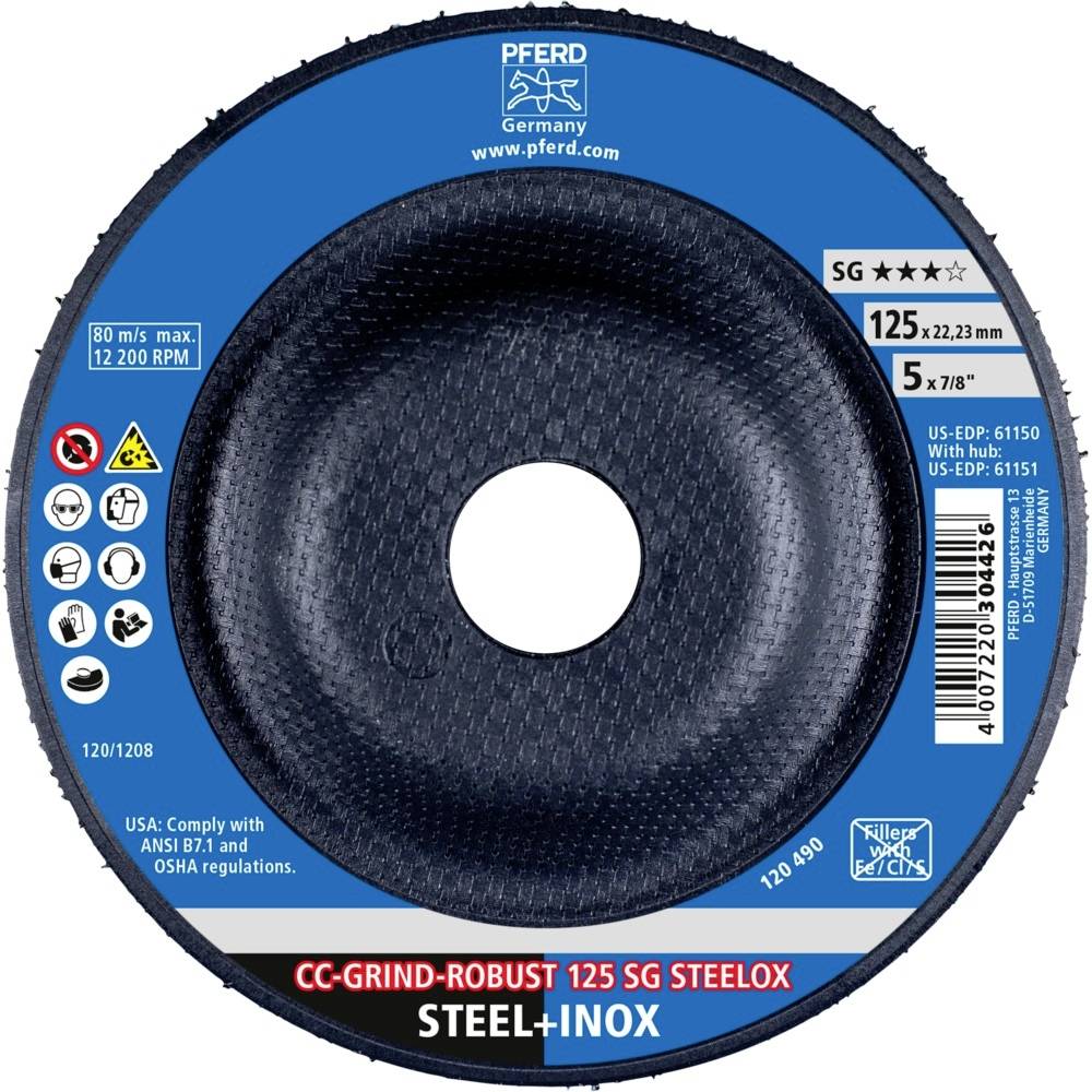 PFERD TOOLS 64195125 Schleifscheibe Durchmesser 125 mm Bohrungs-Ø 22.23 mm Edelstahl, Stahl 10 St.